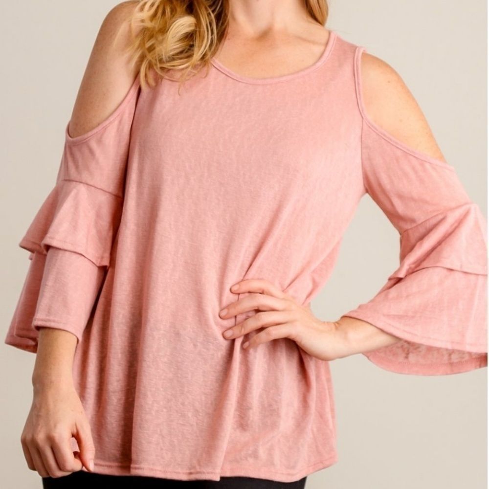 Pink Cold Shoulder Top - Picture 3 of 5
